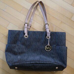 MICHAEL KORS Logo Monogram Coated Canvas Tote Bag USED